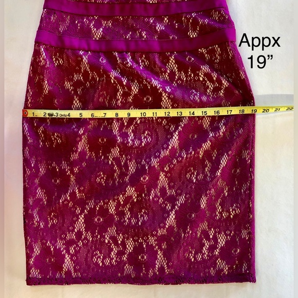 Adrianna Papell Lace Cap Sleeves Maroon Sheath Dress Midi (6) - Picture 12 of 17